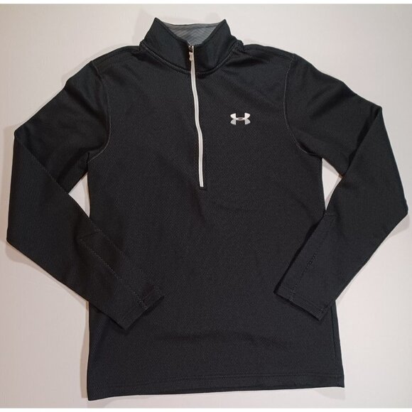 Under Armour Loose Fit Cold Gear 1/2 Zip Black Pullover Men's Small - Picture 2 of 9